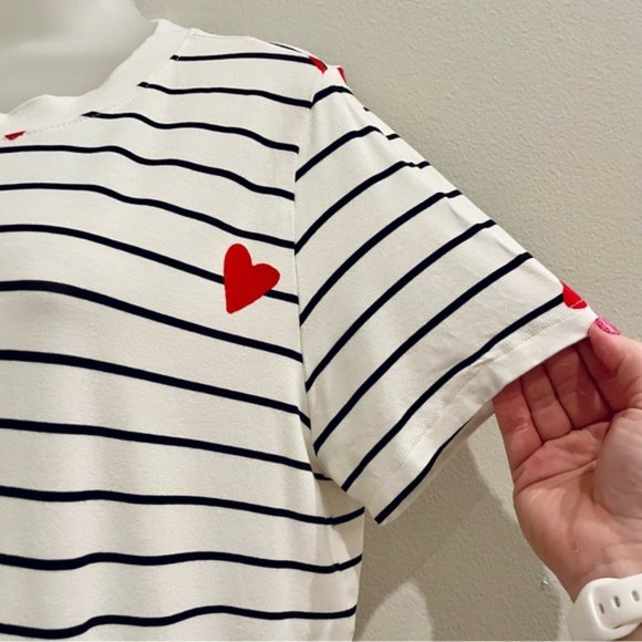 Torrid Supersoft Candy Hearts Striped Short Sleeve Crew Neck Top | Size 0/L - Picture 6 of 14